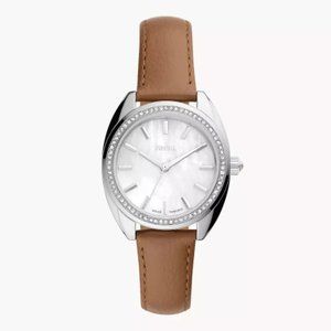 FOSSIL Vale Solar-Powered Brown Leather Watch BQ3774